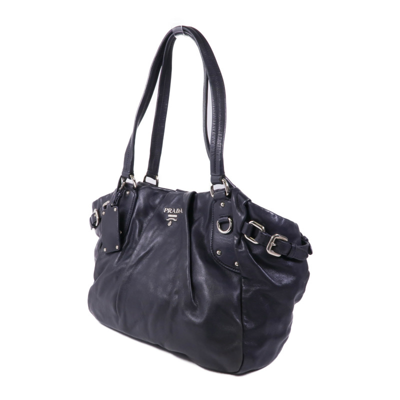 PRADA 牛皮皮革Shoulder Bag銀扣肩背袋-2