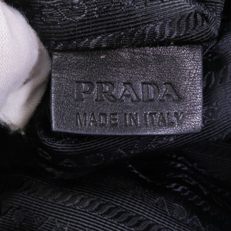 PRADA 牛皮皮革Shoulder Bag銀扣肩背袋-12