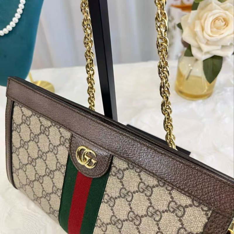 Gucci Ophidia系列 經典老花小號鏈條包 17.5*26*8 98新 配件塵袋-1