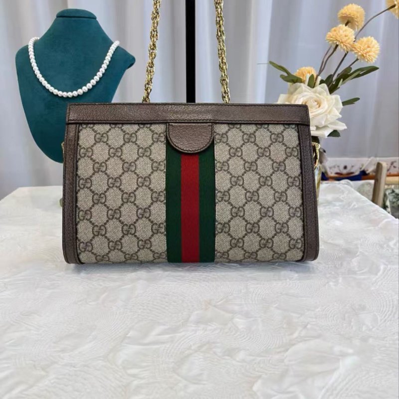 Gucci Ophidia系列 經典老花小號鏈條包 17.5*26*8 98新 配件塵袋-6