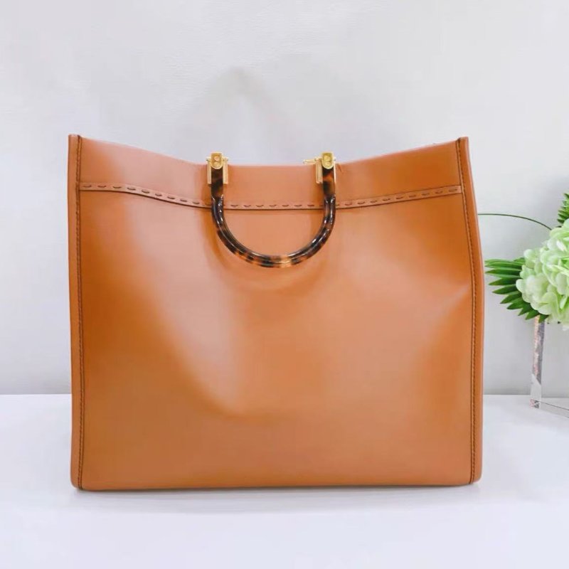 Fendi 大號sunshine系列焦糖色托特包 98新 40.5*35*21.5cm-7