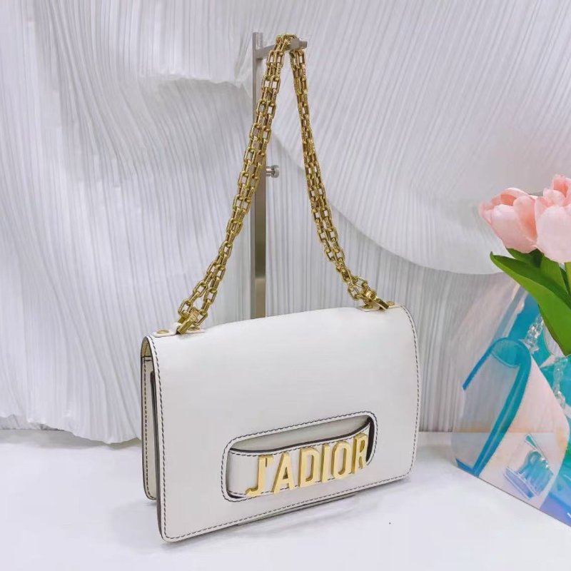 Dior 白色金扣牛皮Jadior系列鏈條包 25×16.5×5cm 97新 配件塵袋-4