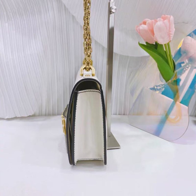Dior 白色金扣牛皮Jadior系列鏈條包 25×16.5×5cm 97新 配件塵袋-6