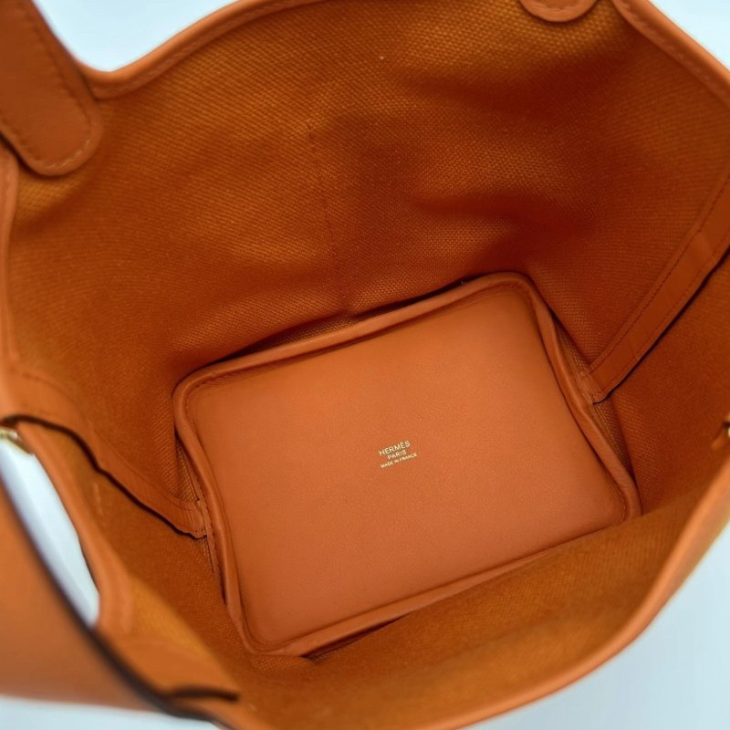 HERMES 橘色金扣cargo菜籃子 手提包 18*18*14 全新閒置配件盒子塵袋鑰匙鎖-1