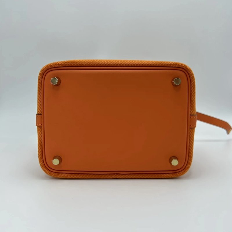 HERMES 橘色金扣cargo菜籃子 手提包 18*18*14 全新閒置配件盒子塵袋鑰匙鎖-3