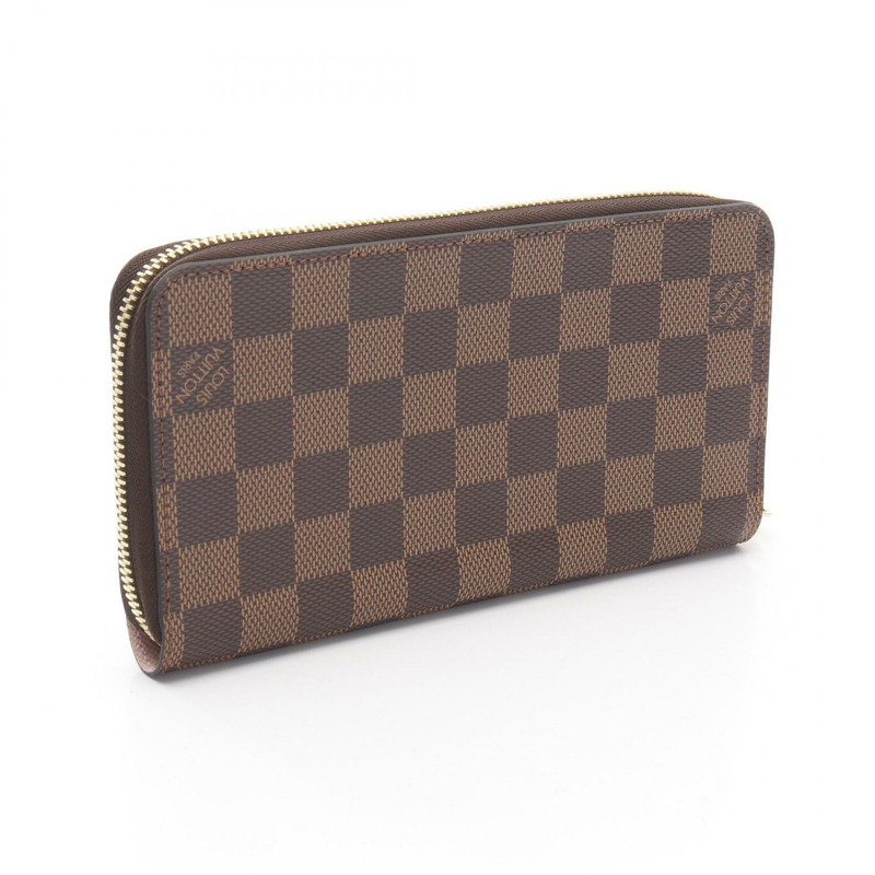 LOUIS VUITTON Zippy 長皮夾 N60046 Damier 帆布 Rose valerine Ebene 二手 LV-1