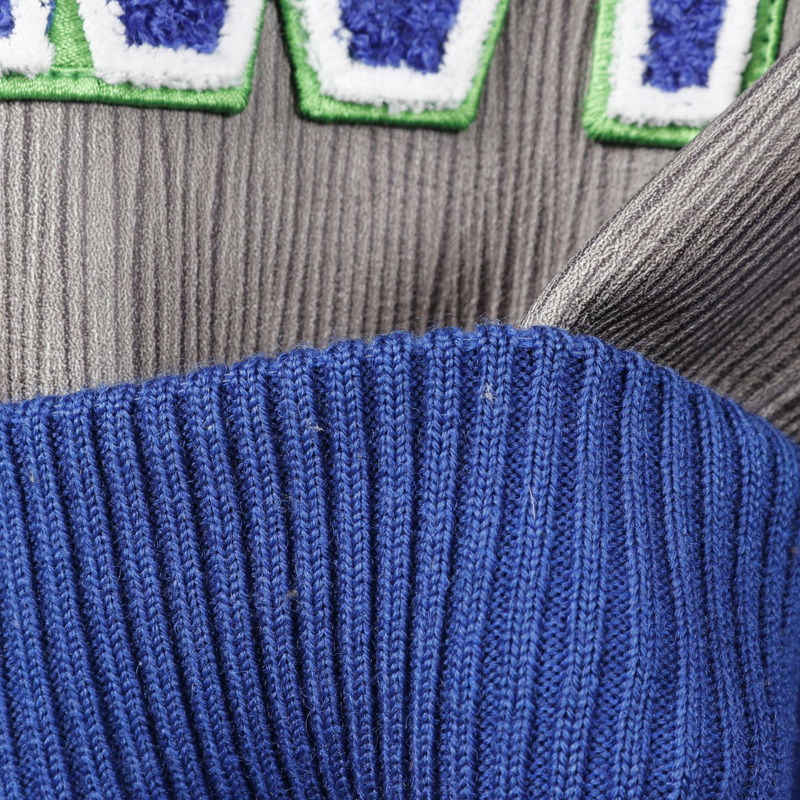 LOUIS VUITTON Varsity Blouson 外套 RM232 羊毛皮革藍灰色二手男款 #46-8