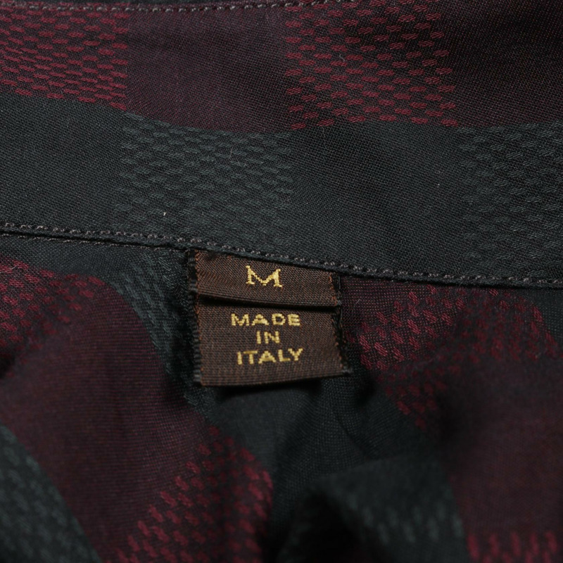 路易威登 Damier 長袖襯衫 RM142M 棉質 灰色 波爾多紅 二手 男款 M-4
