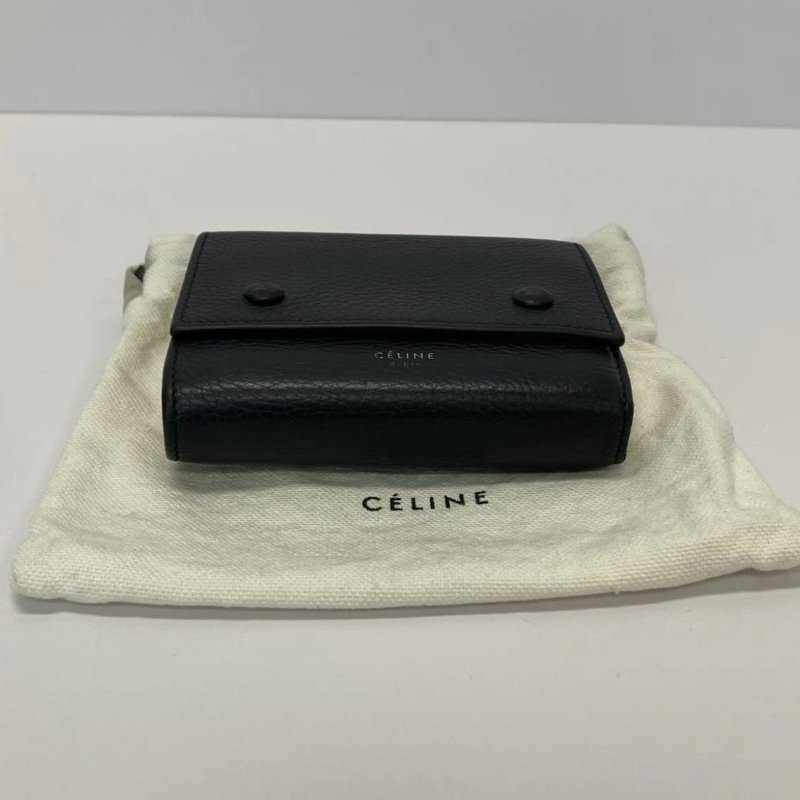 CELINE 黑色黃折疊錢包10*8*2 98新配件塵袋-3