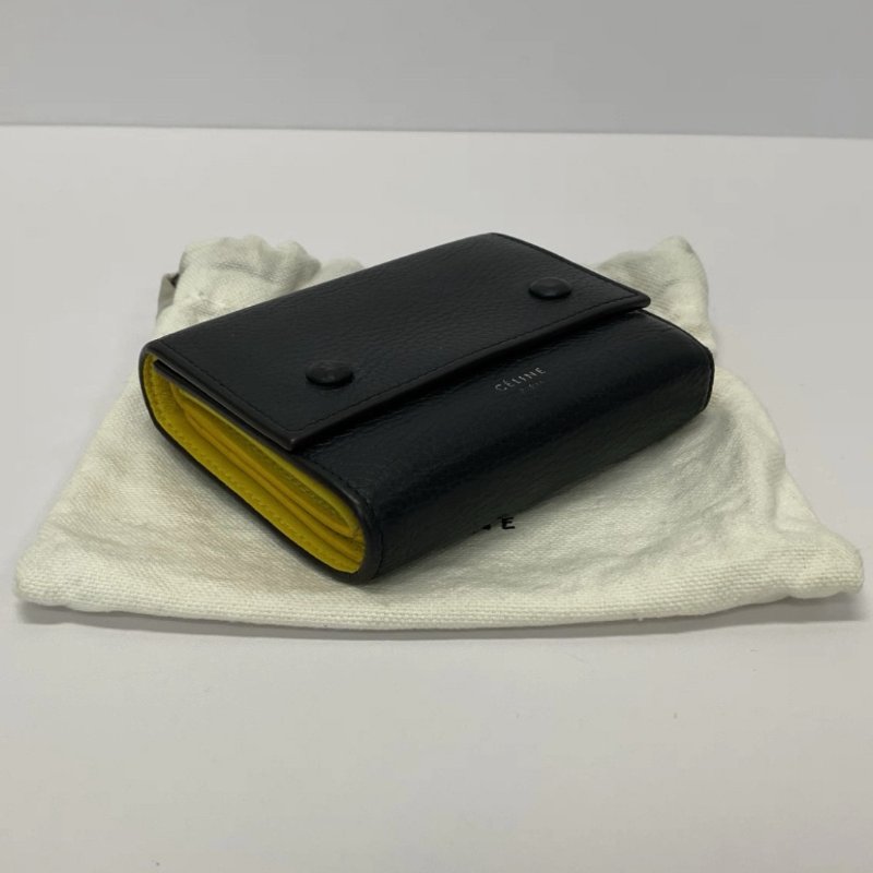 CELINE 黑色黃折疊錢包10*8*2 98新配件塵袋-4