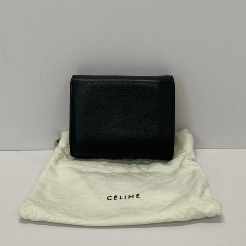 CELINE 黑色黃折疊錢包10*8*2 98新配件塵袋-5