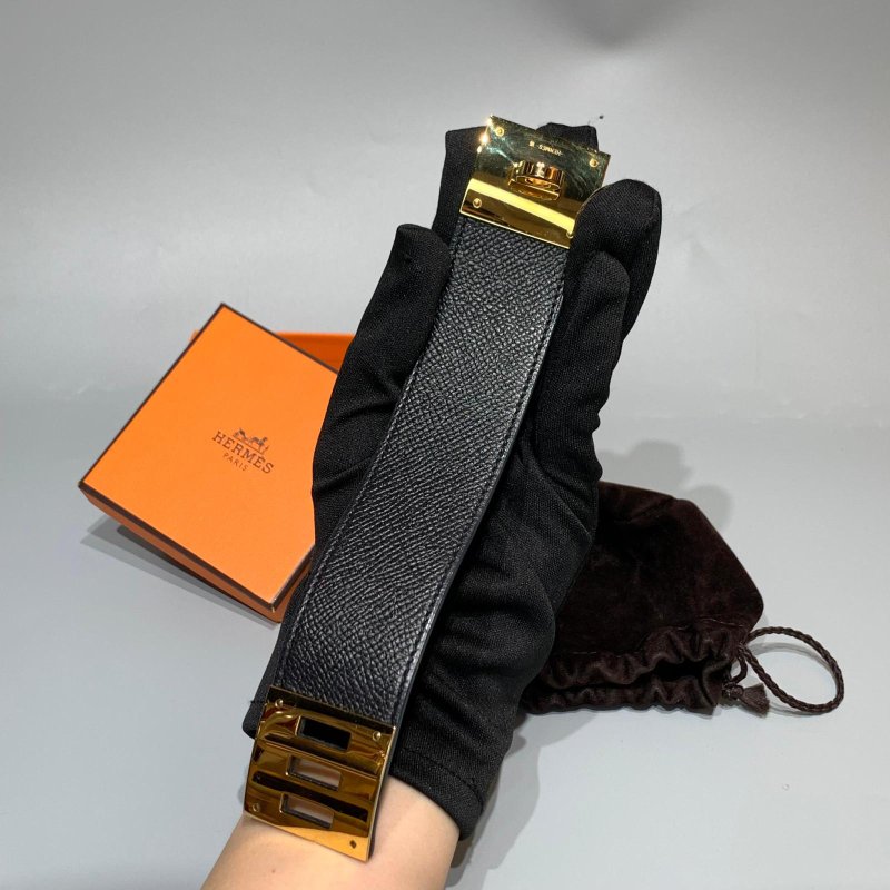 HERMES 愛馬仕 Hermes Kelly Dog黑色金扣 手鐲-2