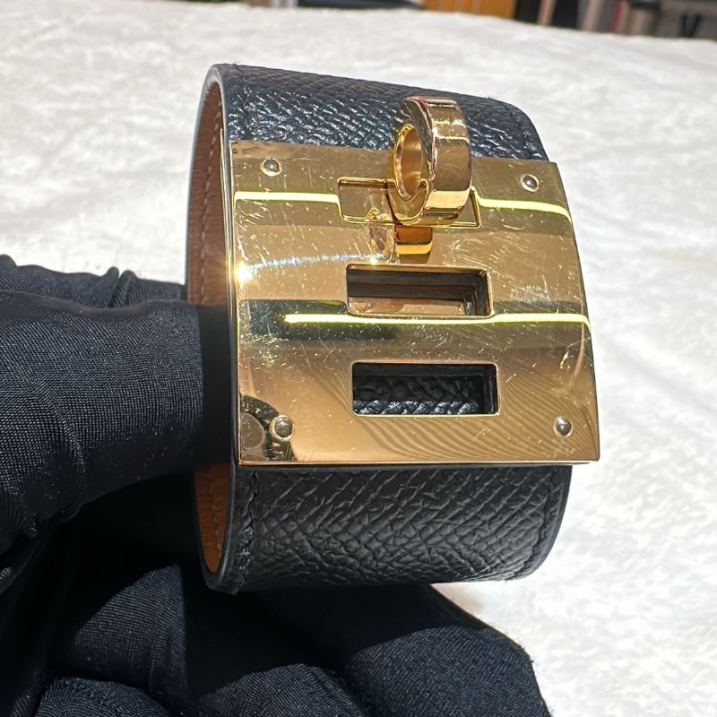 HERMES 愛馬仕 Hermes Kelly Dog黑色金扣 手鐲-8