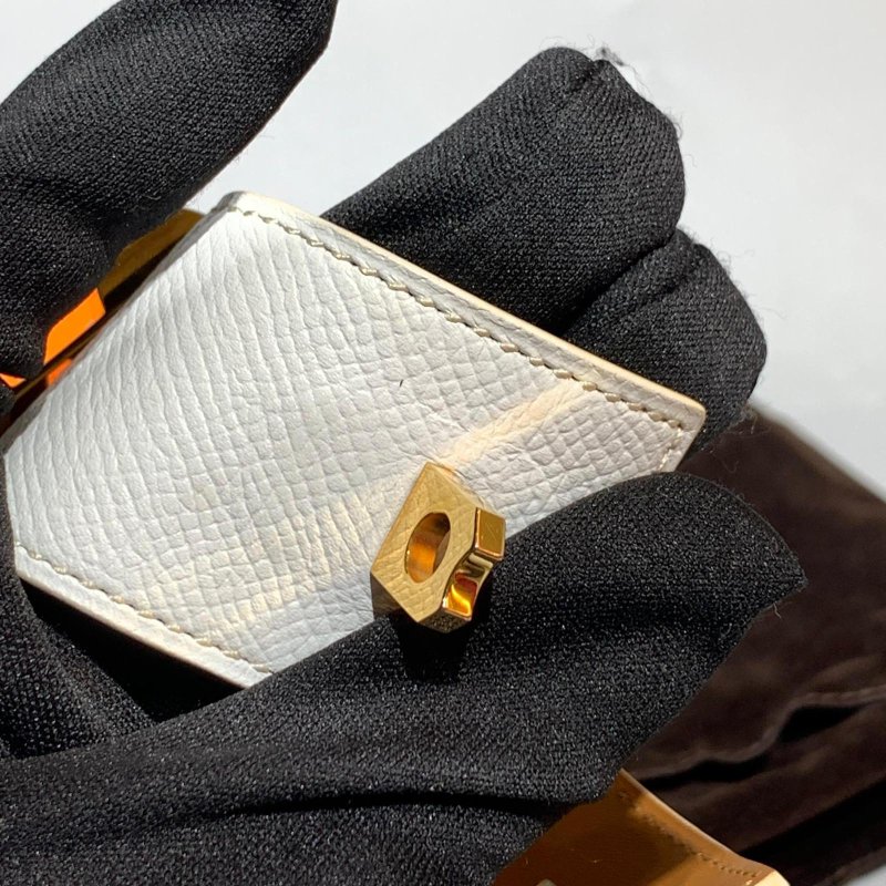 HERMES 愛馬仕 Epsom皮革COLLIER DE CHIEN金扣手鐲白色-6