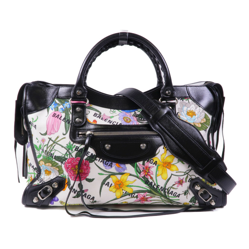 BALENCIAGA 帆布Gucci x Balenciaga Neo Classic Bag銀扣手挽肩背兩用袋-0