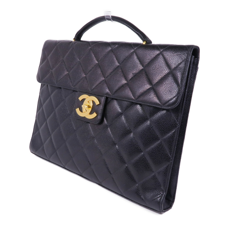 CHANEL 牛皮皮革Vintage Briefcase金扣手挽袋-2