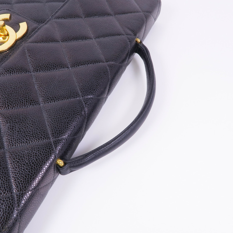 CHANEL 牛皮皮革Vintage Briefcase金扣手挽袋-4