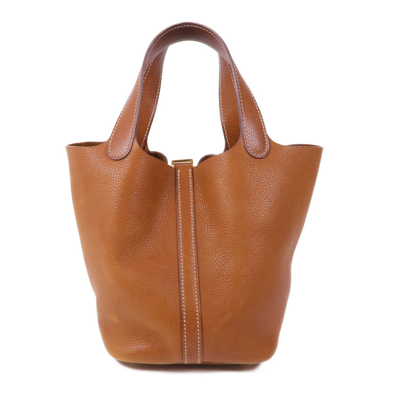 HERMES Barenia皮革Picotin PM金扣手挽袋Fauve-1
