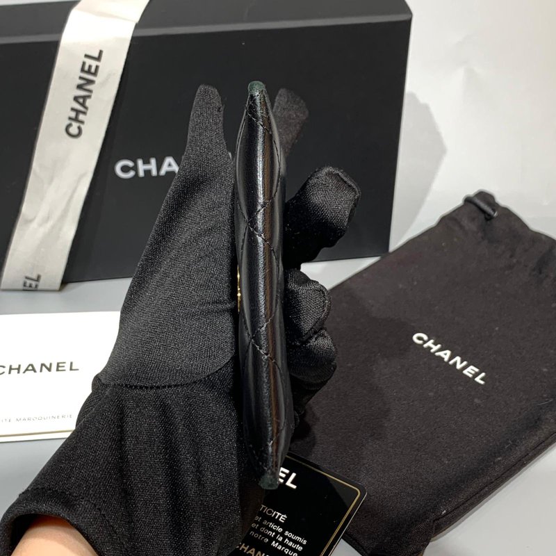 CHANEL classic card holder 經典菱格黑金羊皮卡套-3