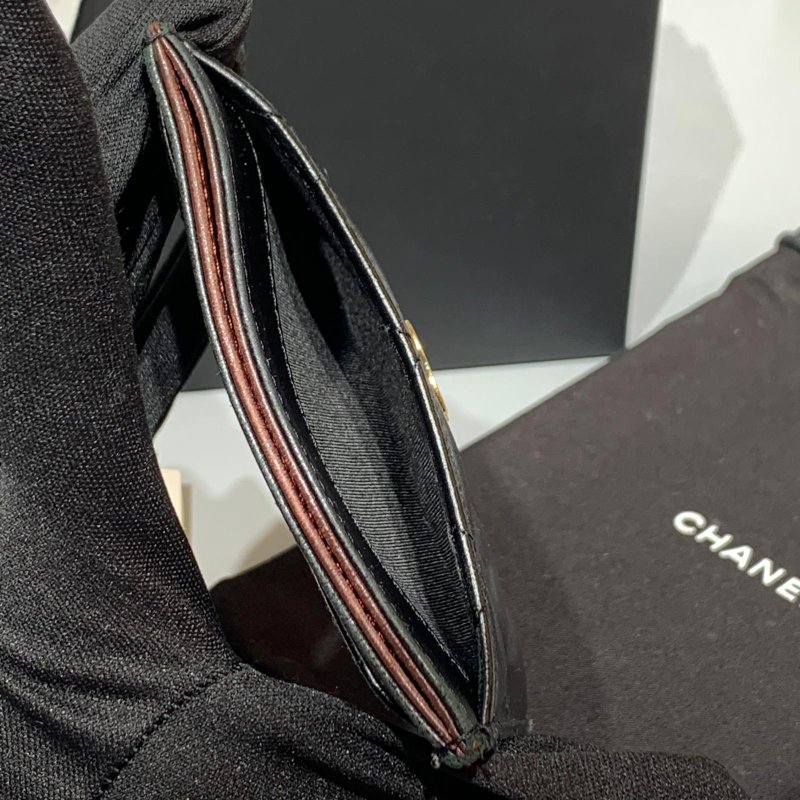 CHANEL classic card holder 經典菱格黑金羊皮卡套-5