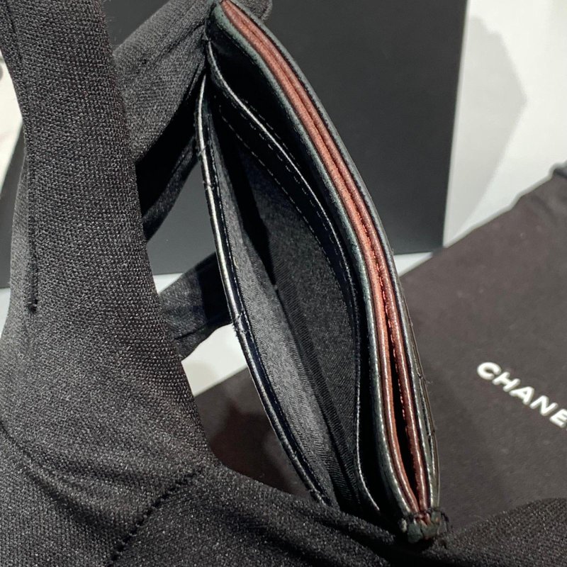 CHANEL classic card holder 經典菱格黑金羊皮卡套-8