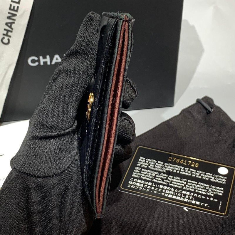 CHANEL classic card holder 經典菱格黑金羊皮卡套-13