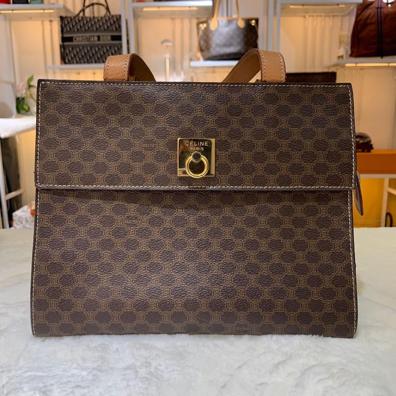 Celine Vintage Macadam Canvas hand bag 賽琳中古手提包-1