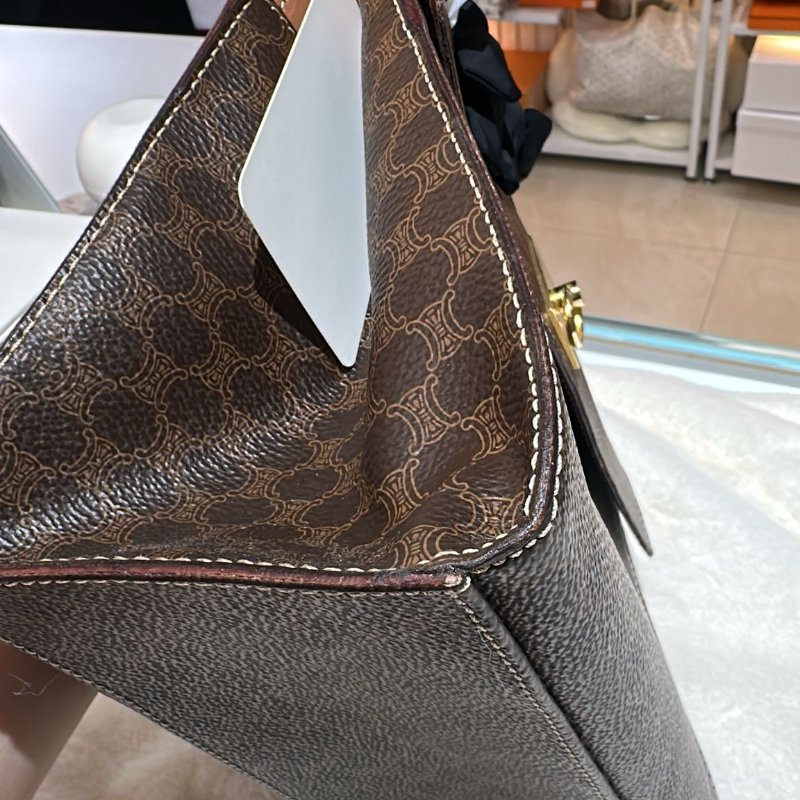 Celine Vintage Macadam Canvas hand bag 賽琳中古手提包-10