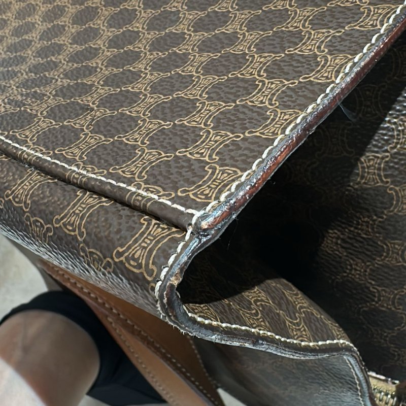 Celine Vintage Macadam Canvas hand bag 賽琳中古手提包-13