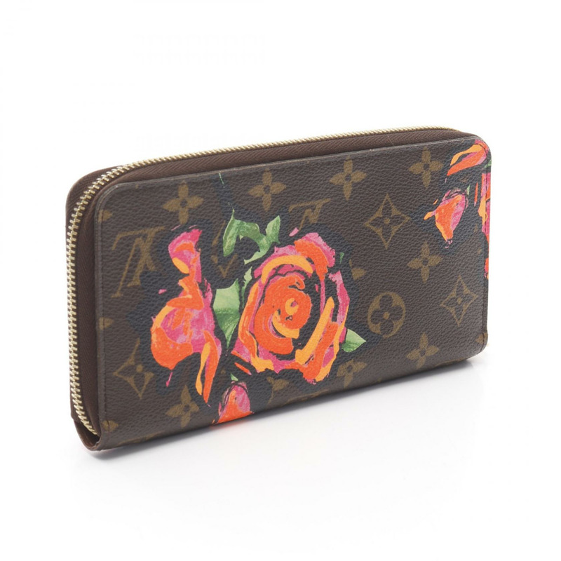 LOUIS VUITTON Zippy around 長皮夾 M93759 Monogram Rose 帆布 棕色 二手 LV-1