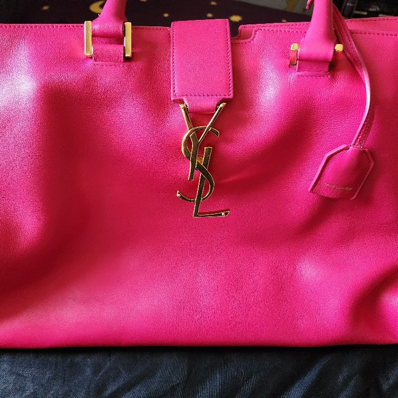 ysl-桃紅色手提托特包-3