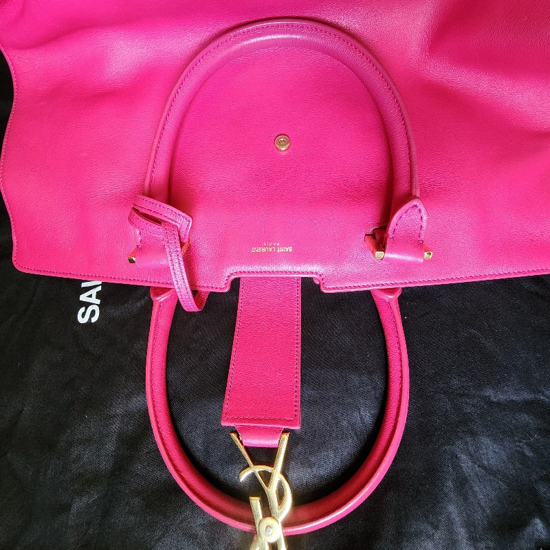 ysl-桃紅色手提托特包-6