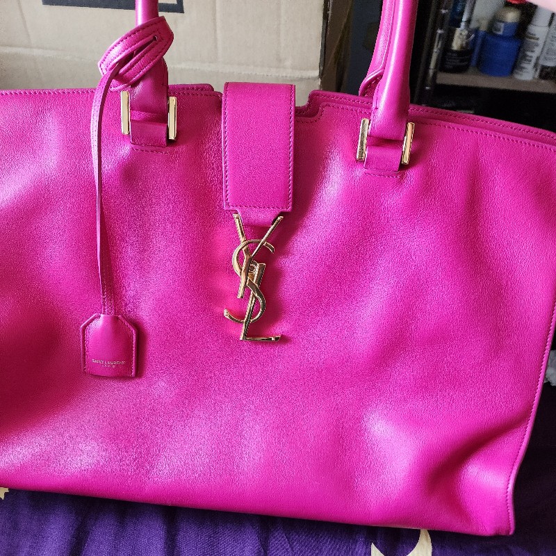 ysl-桃紅色手提托特包-7