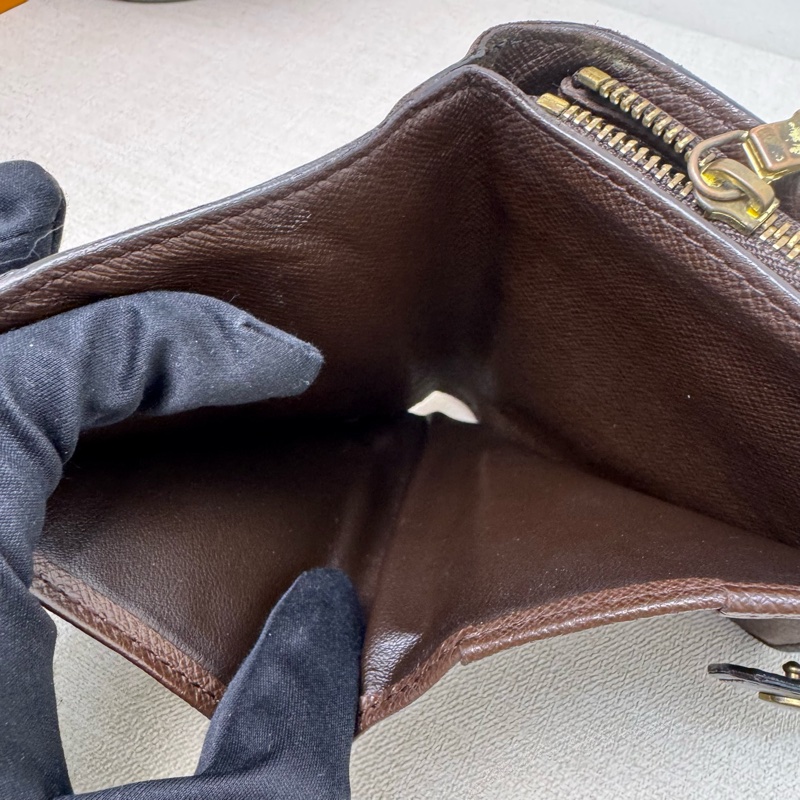 Louis Vuitton 棋盤格拉鏈零錢包兩折短夾-11