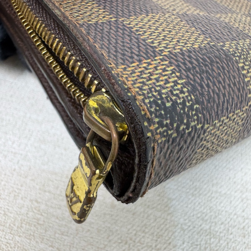 Louis Vuitton 棋盤格拉鏈零錢包兩折短夾-17