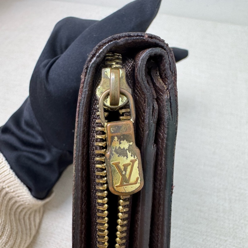 Louis Vuitton 棋盤格拉鏈零錢包兩折短夾-20