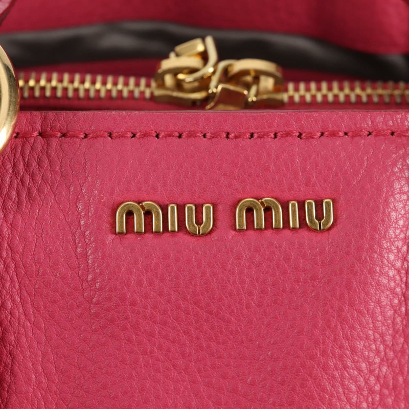 【日本直送】Miu Miu 手提包 皮革 2way 粉紅色金色 正品 am8874V-17