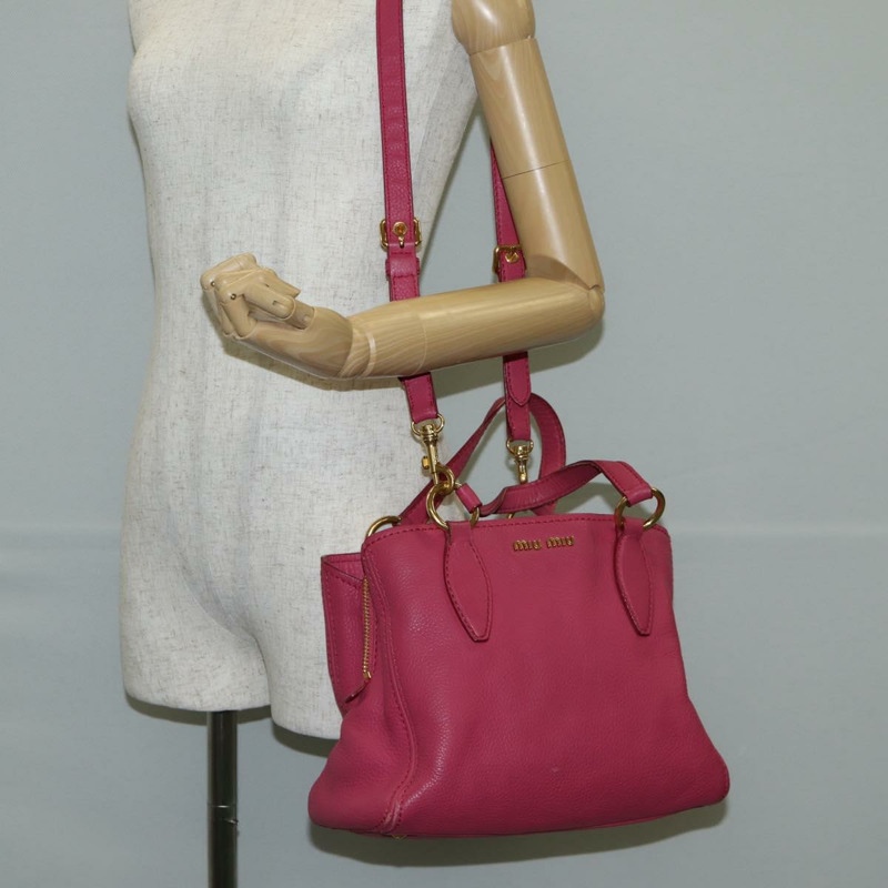 【日本直送】Miu Miu 手提包 皮革 2way 粉紅色金色 正品 am8874V-25