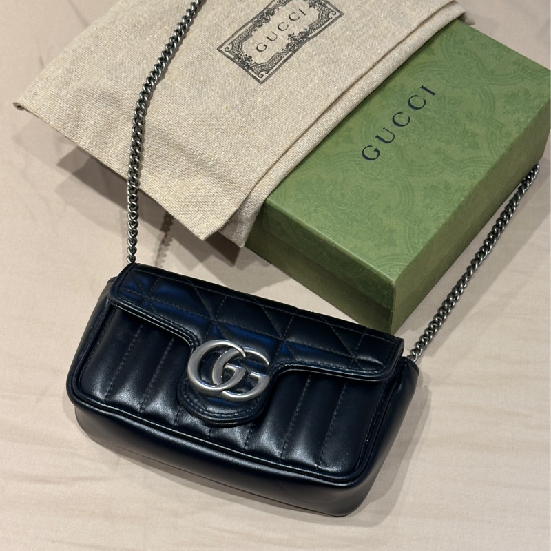 Gucci Marmont supermini 馬蒙 黑銀 牛皮-1