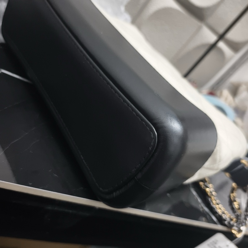 Chanel香奈兒 全皮黑白拼色 中號 流浪包 肩背包 斜背包-10