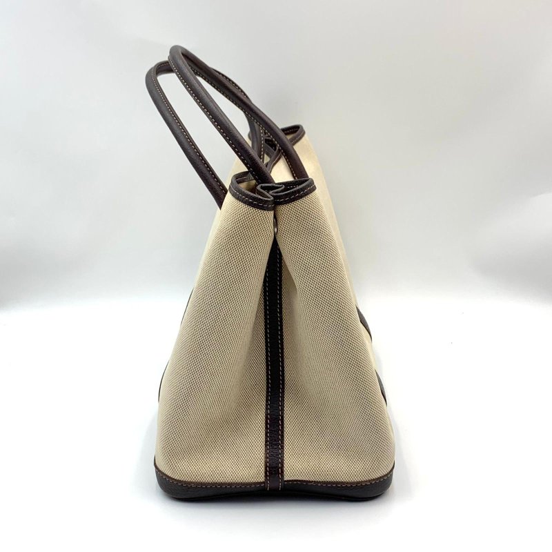 Hermes Garden Party 36 米色帆布拼皮-1