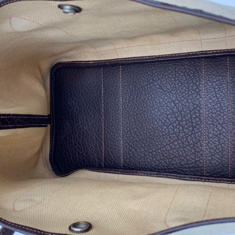 Hermes Garden Party 36 米色帆布拼皮-5