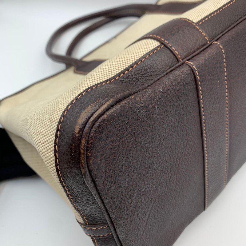 Hermes Garden Party 36 米色帆布拼皮-6