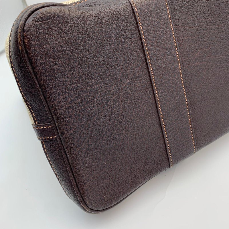 Hermes Garden Party 36 米色帆布拼皮-7