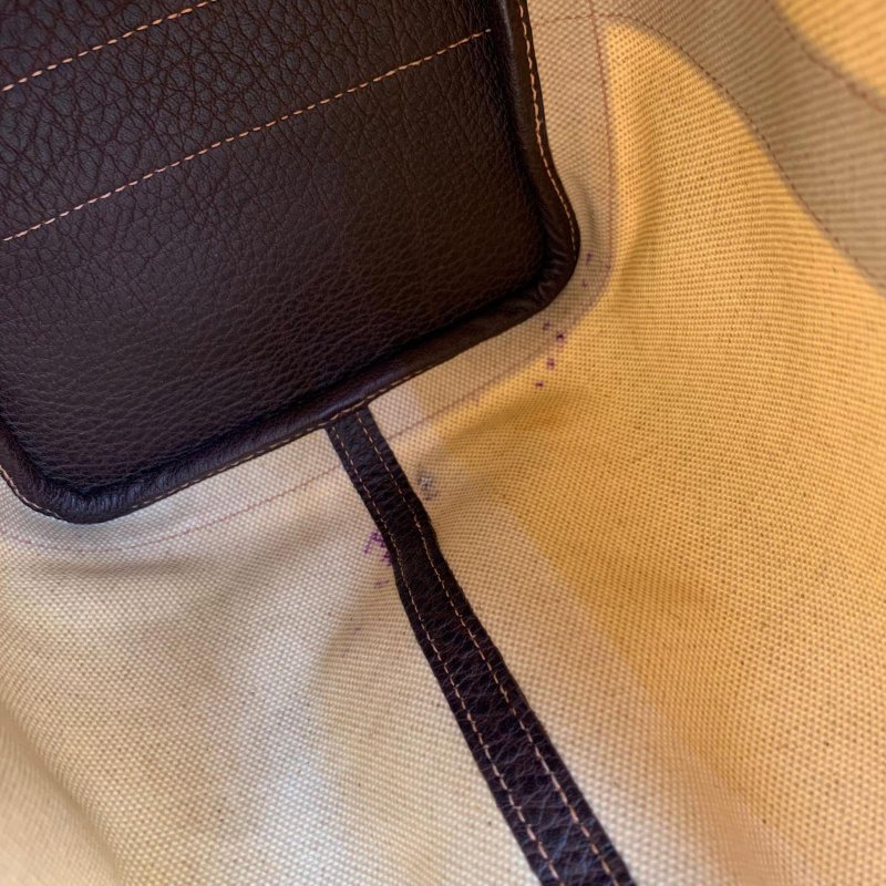 Hermes Garden Party 36 米色帆布拼皮-12