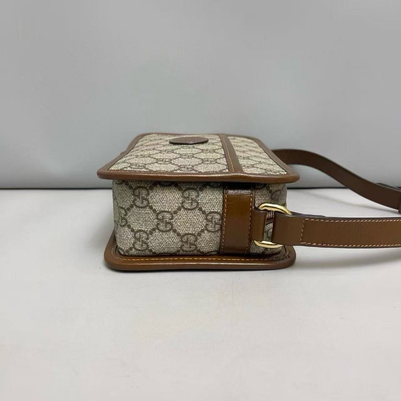 Gucci古馳 老花焦糖色雙G相機包 斜背包 尺寸22×14cm 附件塵袋-4