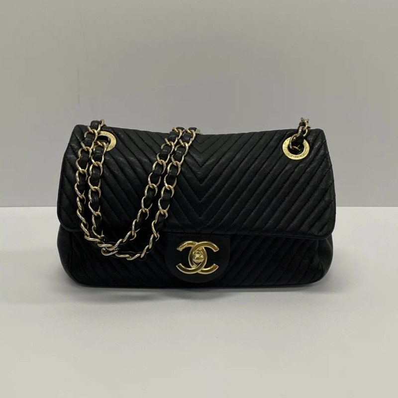 CHANEL 黑金V紋CF大mini肩背斜背包 23*14*5.5 98新配件塵袋-1