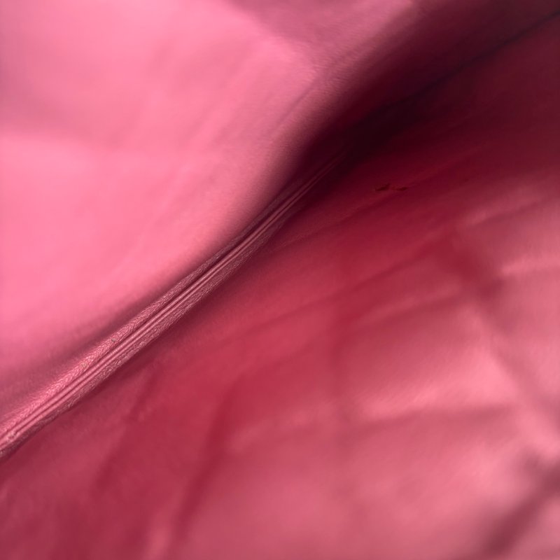 ::CHANEL:: 香奈兒 經典雙C銀釦 菱格紋豆沙粉色雙層扁斜背包-21