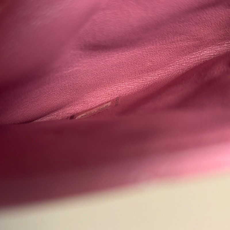 ::CHANEL:: 香奈兒 經典雙C銀釦 菱格紋豆沙粉色雙層扁斜背包-28