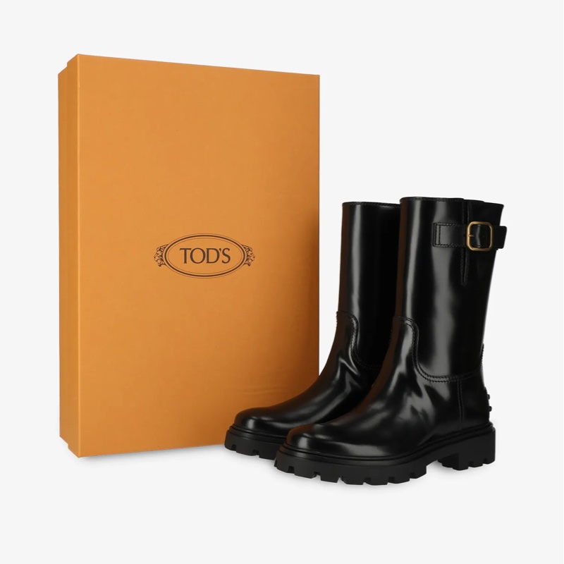 促銷品 TOD’S 皮革電單車皮靴 黑色-0